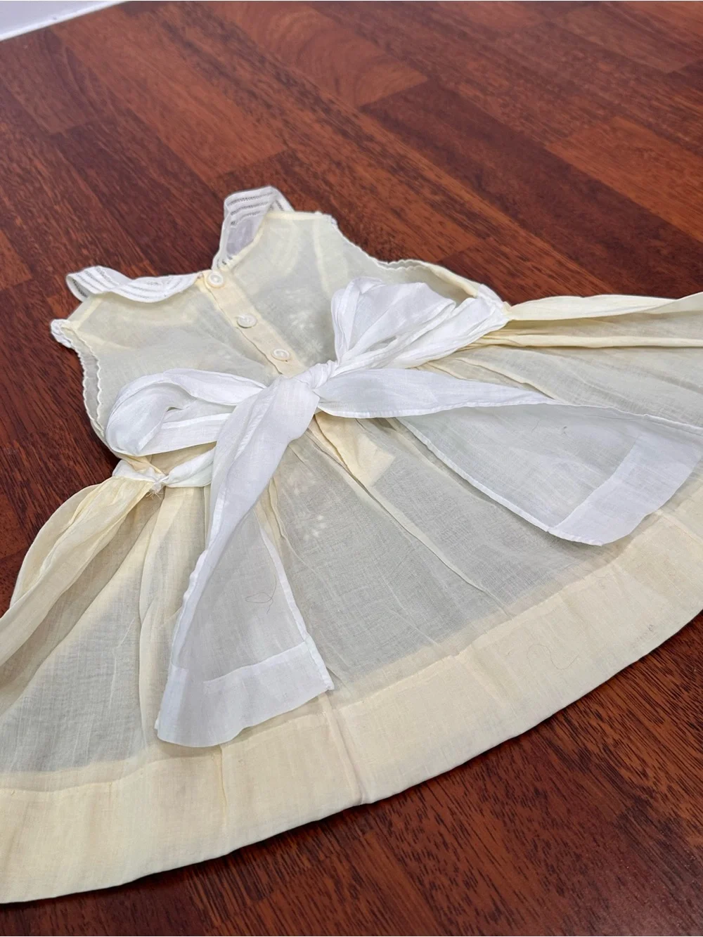 Vintage Handmade Embroidered White & Cream Baby Girl Dress Made in Philippines